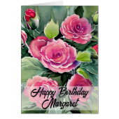 Waterverf Red Roses Happy Birthday Wenskaart (Voorkant)