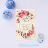 Waterverf Red Roses Quinceanera Flyer (Enkel)