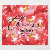 Waterverf Red Roses Vrijgezellenfeest Sparkling Wijnetiket (Enkel label)