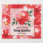 Waterverf Red Roses Vrijgezellenfeest Sparkling Wijnetiket (Enkel label)