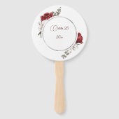 Waterverf Red Roses Wedding Hand Fan Handwaaier (Achterkant)