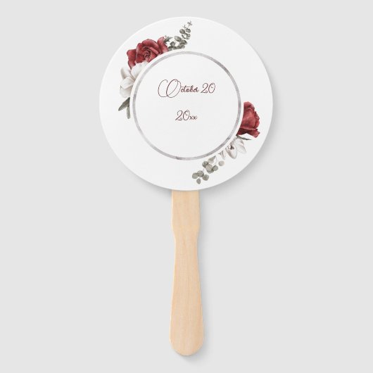 Waterverf Red Roses Wedding Hand Fan Handwaaier (Achterkant)