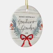 Waterverf Red Rustic Grandma Grandpa Kerstmis  Keramisch Ornament (Rechts)