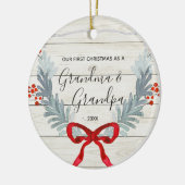 Waterverf Red Rustic Grandma Grandpa Kerstmis  Keramisch Ornament (Links)