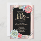 Waterverf Red Succulents Roos Gold 50e verjaardag Kaart (Voorkant)