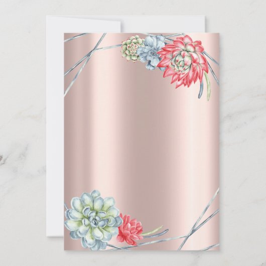 Waterverf Red Succulents Roos Gold 50e verjaardag Kaart (Achterkant)