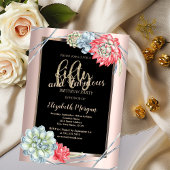 Waterverf Red Succulents Roos Gold 50e verjaardag Kaart