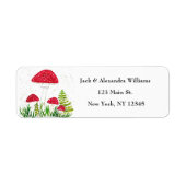 Waterverf Red Toadstools Leuk retouradres Etiket (Voorkant)