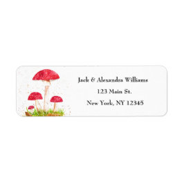 Waterverf Red Toadstools Leuk retouradres Etiket