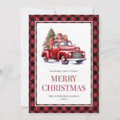 Waterverf Red Truck Buffalo met kerstmis Feestdagenkaart (Voorkant)
