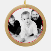 Waterverf Red Truck kerstfoto Keramisch Ornament (Achterkant)