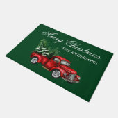 Waterverf  Red Truck Merry KerstGreen Deurmat (Schuin)