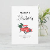 Waterverf Red Truck Merry-kerstkaart Bedankkaart (Staand voorkant)