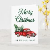 Waterverf Red Truck Merry Kerstmis Kaart (Gele Bloem)