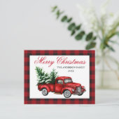 Waterverf  Red Truck Merry Kerstmis Pset Briefkaart (Staand voorkant)