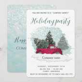 Waterverf red truck party company invitat kaart (Voorkant / Achterkant)