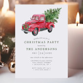 Waterverf Red Truck Retro kerstparty Kaart