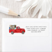 Waterverf Red  Truck Return-adreslabel Etiket (Insitu)