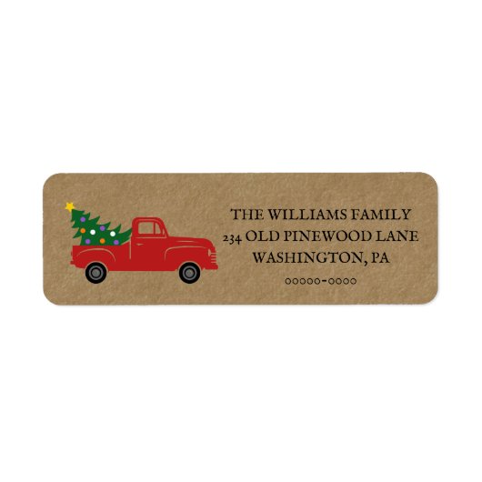 Waterverf Red  Truck Return-adreslabel Etiket (Voorkant)