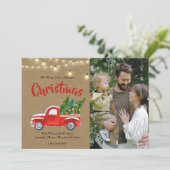 Waterverf  Red Truck Tree Foliday (Staand voorkant)