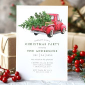 Waterverf Red Truck Vintage kerstparty Kaart
