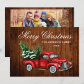 Waterverf  Red Truck Wood Feestdagenkaart (Voorkant / Achterkant)