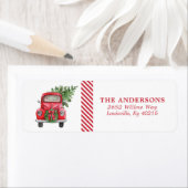 Waterverf Red Truck Wreate Kerstadres Etiket (Insitu)