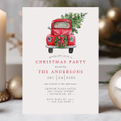 Waterverf Red Truck Wreate Kerstparty Kaart