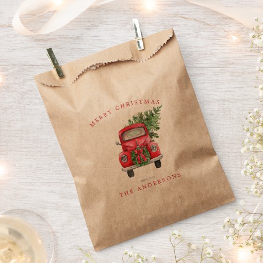 Waterverf Red Truck Wreater Kerstmis Bedankzakje (Geknipt)