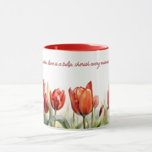 Waterverf Red Tulips Coffee Mok (Midden)