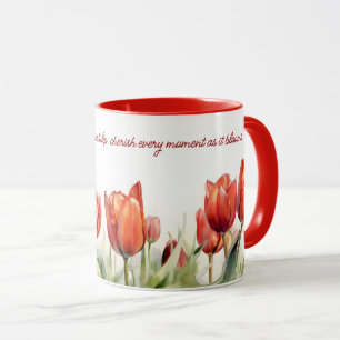 Waterverf Red Tulips Coffee Mok