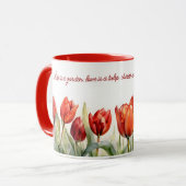 Waterverf Red Tulips Coffee Mok (Voorkant links)