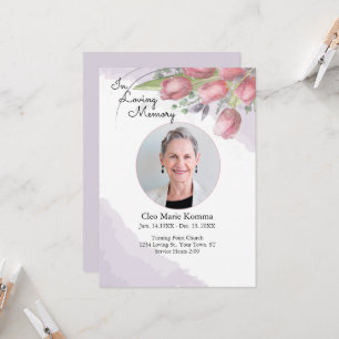 Waterverf Red Tulips Memorial Funeral Card Kaart