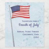 Waterverf Red White Blue Simple American Flag Wijn Etiket (Enkel label)