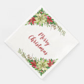 Waterverf Red White Poinsettia Floral Kerstmis Servet (Hoek)