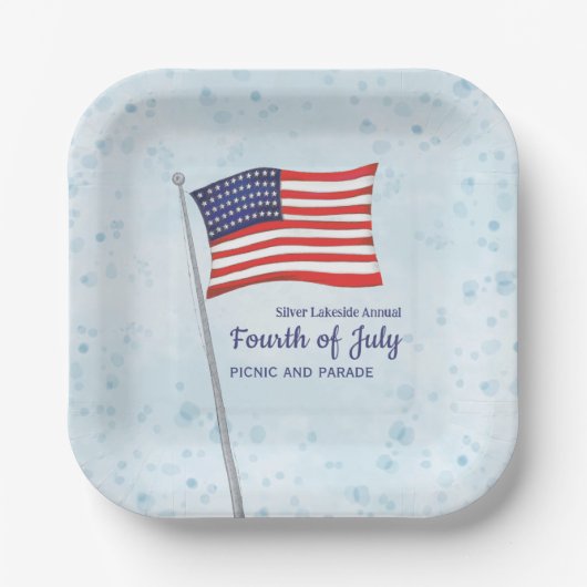 Waterverf Red White Simple Fourth of Juli Papieren Bordje (Voorkant)