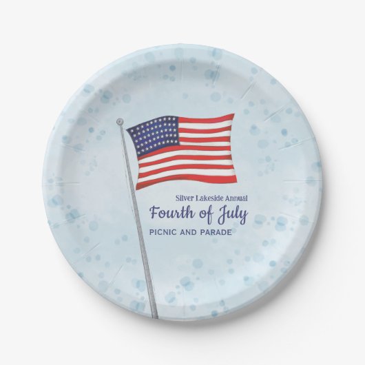 Waterverf Red White Simple Fourth of Juli Papieren Bordje (Voorkant)