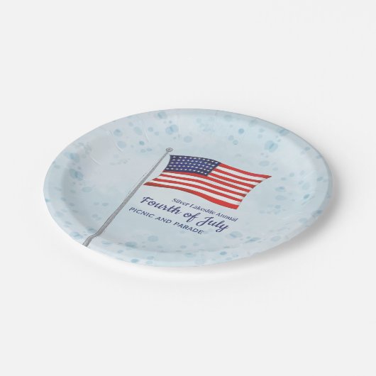 Waterverf Red White Simple Fourth of Juli Papieren Bordje (Gekanteld)