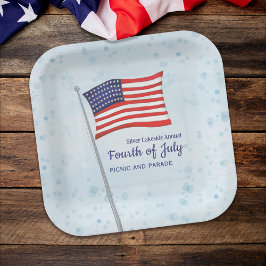 Waterverf Red White Simple Fourth of Juli Papieren Bordje