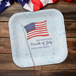 Waterverf Red White Simple Fourth of Juli Papieren Bordje