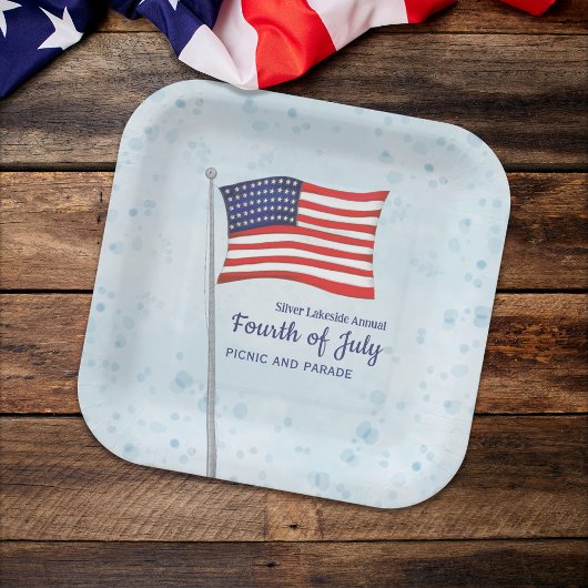 Waterverf Red White Simple Fourth of Juli Papieren Bordje