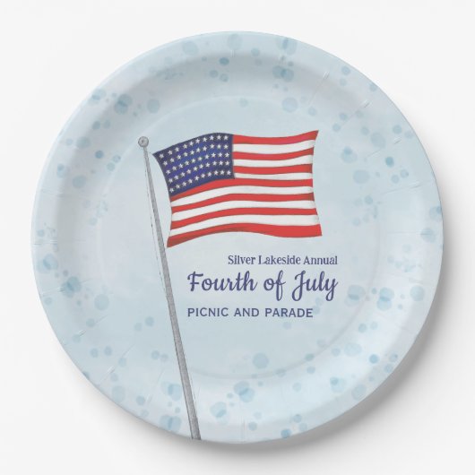 Waterverf Red White Simple Fourth of Juli Papieren Bordje (Voorkant)