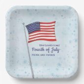 Waterverf Red White Simple Fourth of Juli Papieren Bordje (Voorkant)