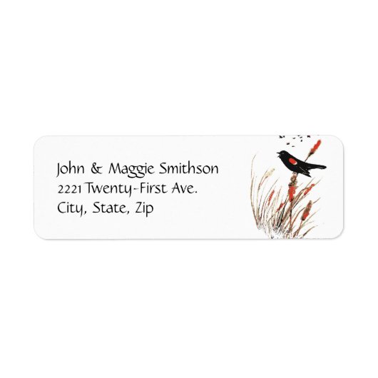 Waterverf Red Wing Blackbird Bird Natuur art Etiket (Voorkant)