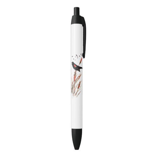 Waterverf Red Wing Blackbird Bird Natuur art Zwarte Inkt Pen (Achterkant (Verticaal))