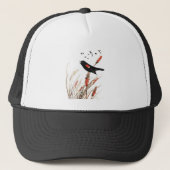 Waterverf Red-Wing Blackbird Wildlife Cattails Trucker Pet (Voorkant)