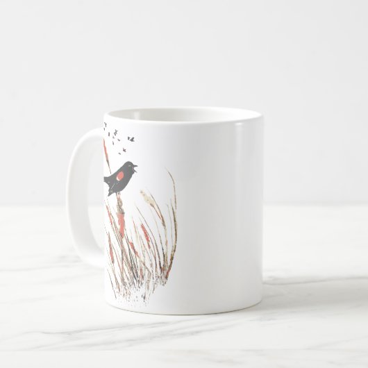Waterverf Red Winged Blackbird Bird Animal Art Koffiemok (Voorkant links)
