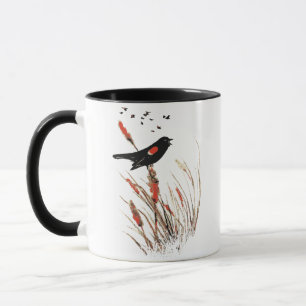 Waterverf Red Winged Blackbird Bird Animal Art Mok