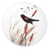 Waterverf Red-winged Blackbird Bird Natuur Art Keramische Knop (Voorkant)