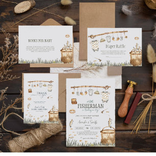 Waterverf Reel Fun Gevist Baby shower Bedankkaart